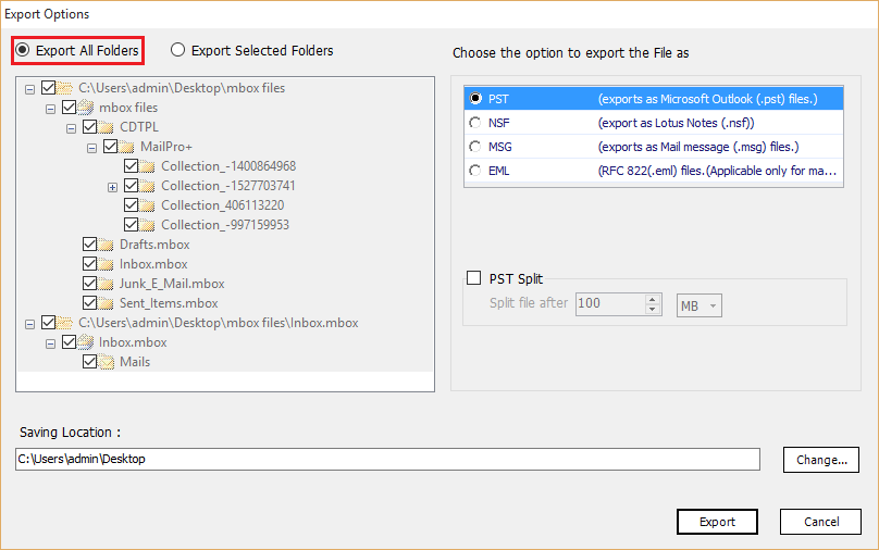 export all folder