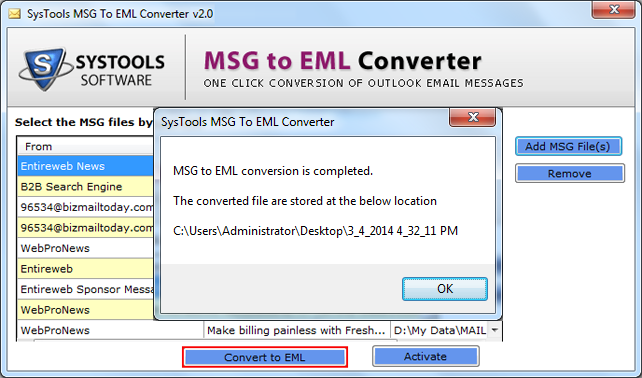view converted msg file location