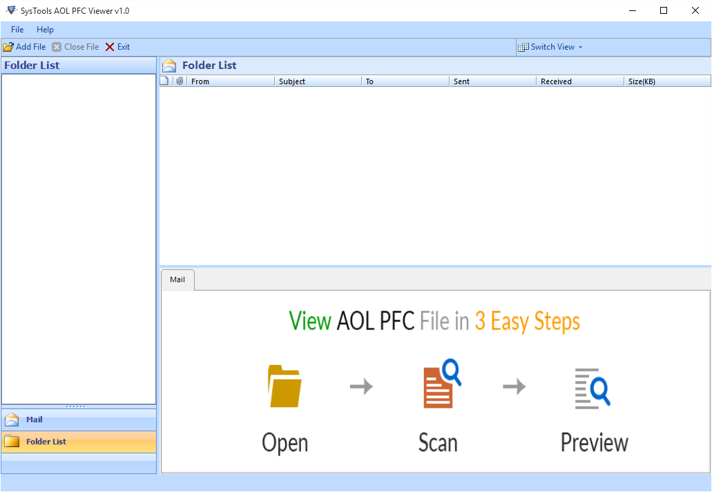 first screen of pfc file viewer