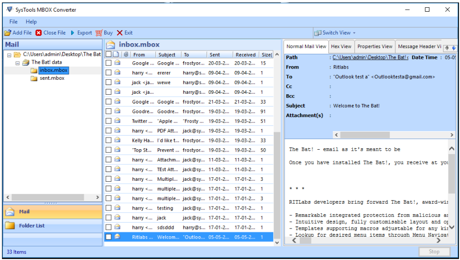 Настройка the bat для outlook com