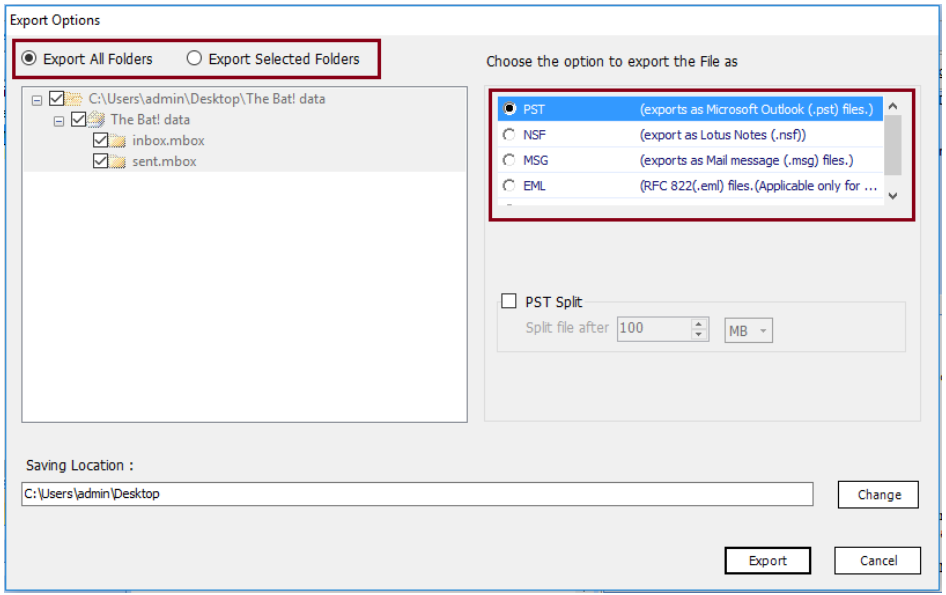 select pst format