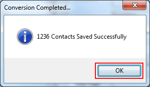 contacts saved successfully