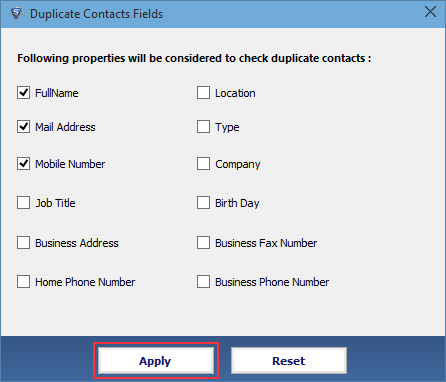 Contacts Properties