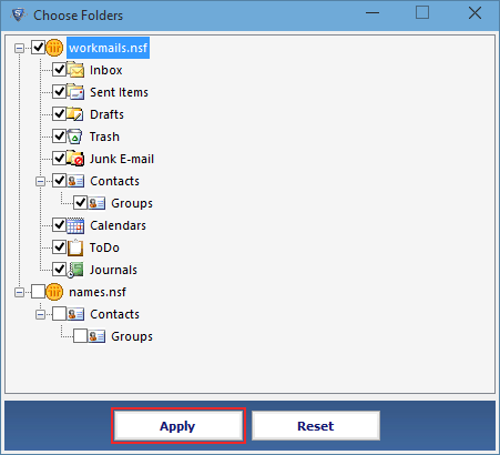 Export selected Folders