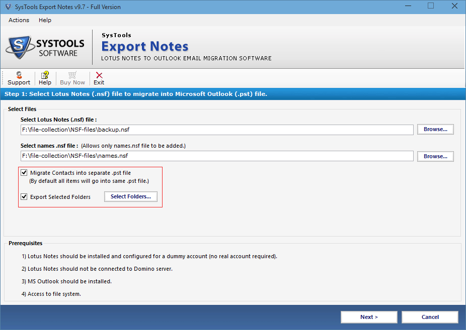 Mark for Separate Contact file