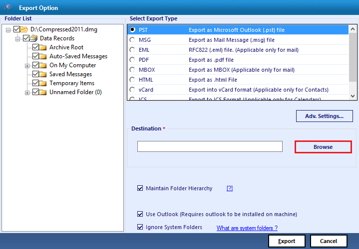 pst advanced settings